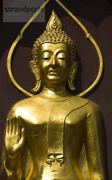 Goldene Buddhastatue  Tempel Watdokkham  Chiang Mai  Thailand