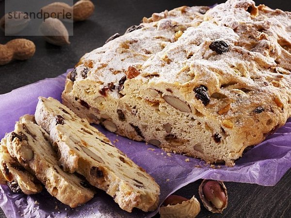 Christmas stollen  partly sliced