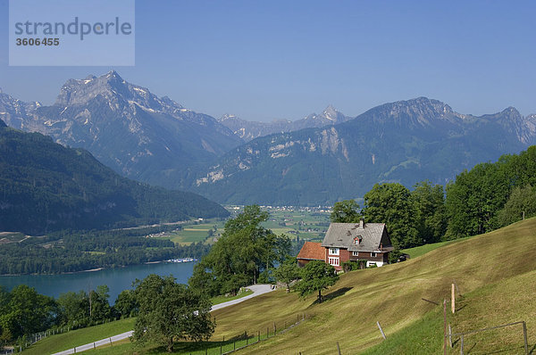 Amden with Walensee and Glarner Alps  Switzerland