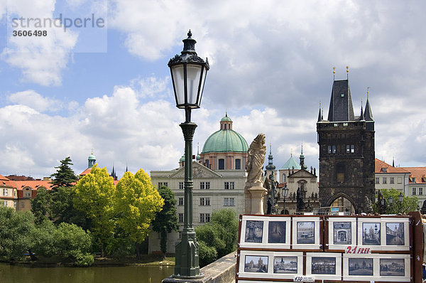 Vief from Charles Bridge to the Old Town  Prague  Czech Republic