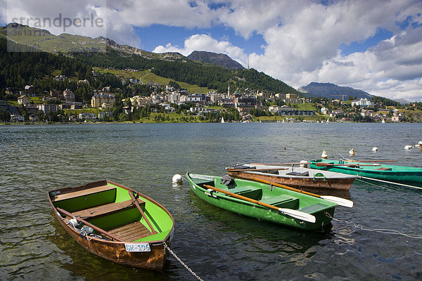 Wasser Wolke Stadt Großstadt See Boot Kanton Graubünden Engadin Schweiz