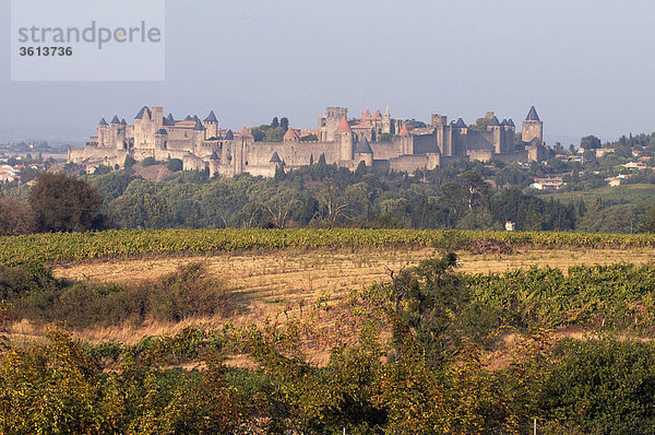Stadtmauer  Frankreich  Europa  Palast  Schloß  Schlösser  Landschaft  Landwirtschaft  Großstadt  Feld  Herbst  Festung  Carcassonne  Languedoc-Roussillon
