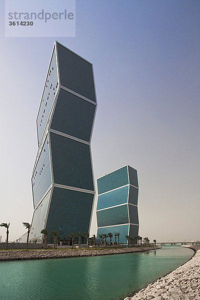 Katar  UAE  Vereinigte Arabische Emirate  Architektur  Skyline  Wohnblocks  Hochhäuser  Corniche  zig ist besorgt Türme  Glasfassade  Doha  Reisen  platzieren von Interesse  Wahrzeichen