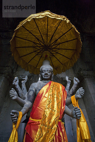 Kambodscha  fernen Osten  Asien  Siem Reap  Angkor Wat  Buddhismus  Tempel  Religion  Vishnu  Statue  8-bewaffnet  Bildschirm  Reisen  Sehenswürdigkeit  Wahrzeichen