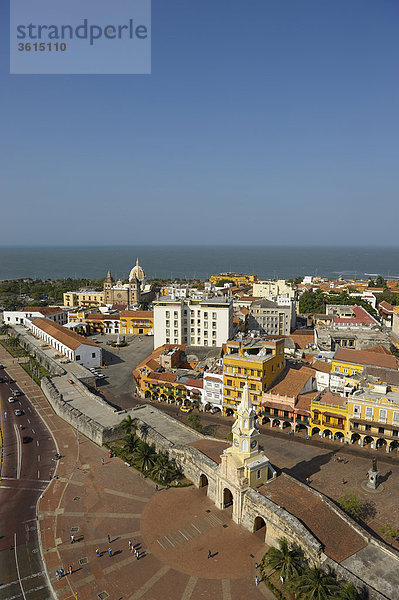 Ansicht  Old Town  Puerta del Reloj  kolonialen Quartal  Cartagena  Abteilung Bolivar  Kolumbien  Südamerika