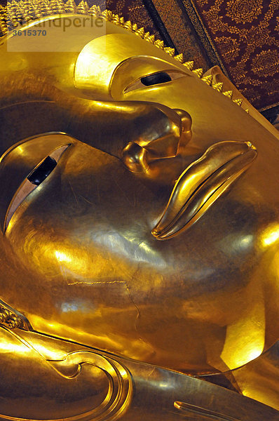 Bangkok Hauptstadt Detail Details Ausschnitt Ausschnitte Sehenswürdigkeit Skulptur Vertrauen Religion Kultur Figur innerhalb Asien Buddha Buddhismus Südostasien Wat Pho Wat Po Weltreligion