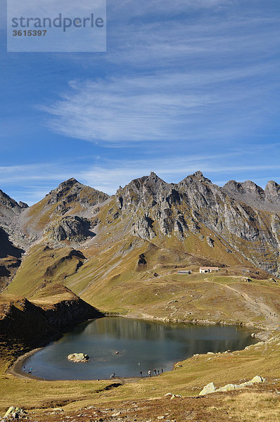 Landschaftlich schön landschaftlich reizvoll Hütte Berg See Natur Alpen Herbst Schweiz