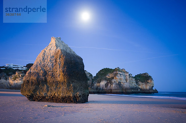 Praia dos Tres Irmaos bei Nacht  Alvor  Algarve  Portugal