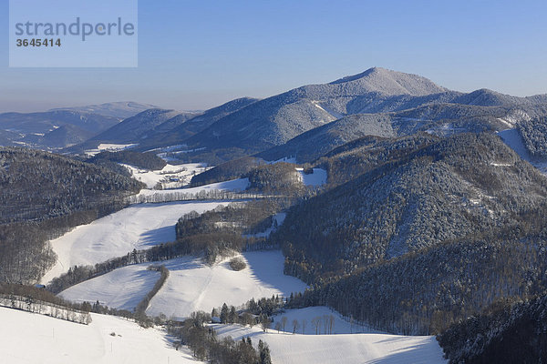 Blick vom Turm der Araburg zum Hocheck  Kaumberg  Triestingtal  Niederösterreich  Österreich  Europa
