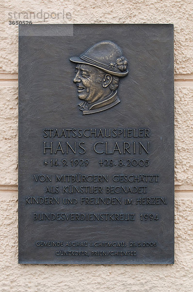 Gedenktafel Hans Clarin  Günzkofer  Prien  Chiemsee  Bayern  Deutschland  Europa