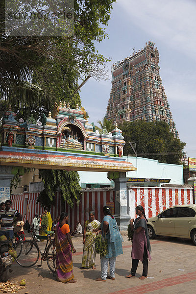 Gopuram von Srivilliputhur Vadapadrasayi Tempel  Srivilliputtur  Tamil Nadu  Tamilnadu  Südindien  Indien  Asien