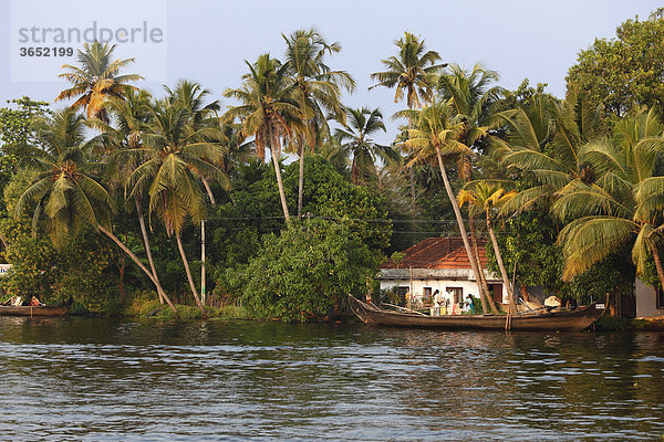 Pamba River  Backwaters bei Alleppey  Alappuzha  Kerala  Südindien  Indien  Südasien  Asien