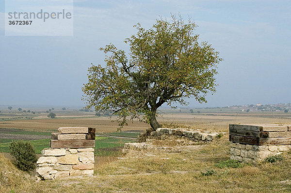 Türkei Troja Ausgrabungen Megaro Haus über der Aufschüttungsebene war zur Zeit des trojanischen Krieges ca. 1250 v. Chr. noch von Meer bedeckt