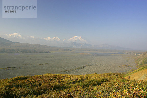 Mt McKinley vom Eielson Besucherzentrum aus gesehen Denali Nationalpark Alaska USA