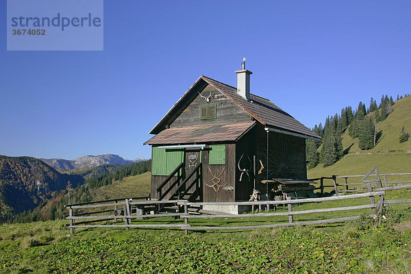 Wooden hut on the Turnauer alp Styria Austria
