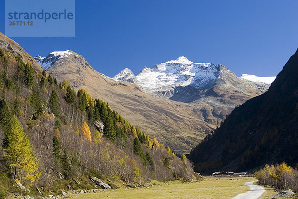 Nationalpark Hohe Tauern Blick von Innergschlöss zur Glocknergruppe Osttirol Österreich