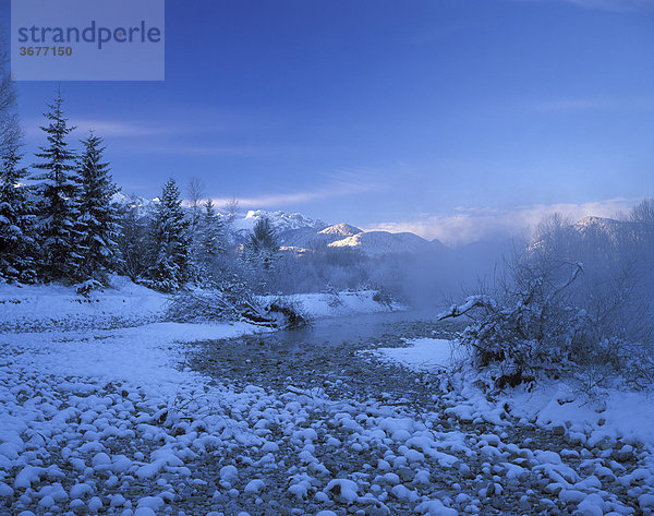 Deutschland Oberbayern Isarwinkel Isar bei Arzbach morgens