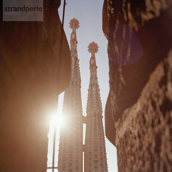 Detail der Türme von La Sagrada Familia  Barcelona  Spanien