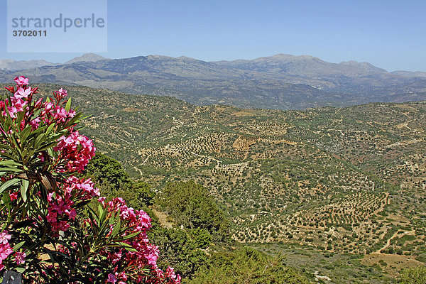 Oros Dikti Gebirge  Aussicht von der Terrasse  Moni Faneromenis  Kloster  Kreta  Griechenland  Europa