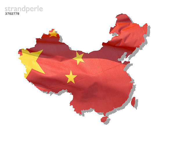 China  Umriss in Nationalfarben