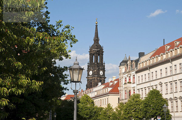 Königstraße und Dreikönigskirche  Neustadt  Dresden  Sachsen  Deutschland  Europa