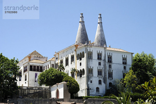 Königspalast Pal·cio Nacional de Sintra in Sintra nahe Lissabon  Teil der Kulturlandschaft Sintra  UNESCO Welterbe  Portugal  Europa
