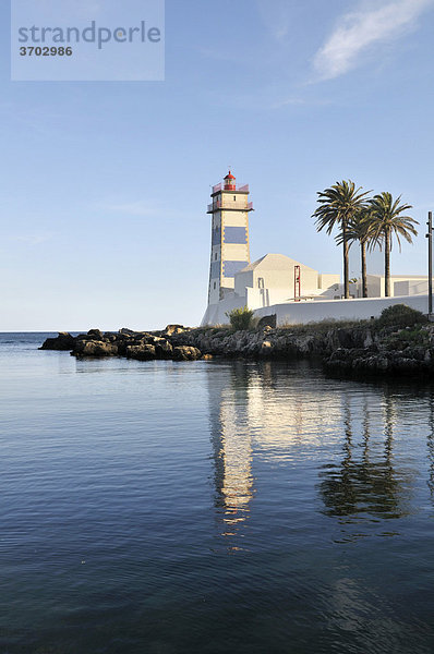 Lighthouse Farol de Santa Marta  Cascais near Lisbon  Portugal  Europe