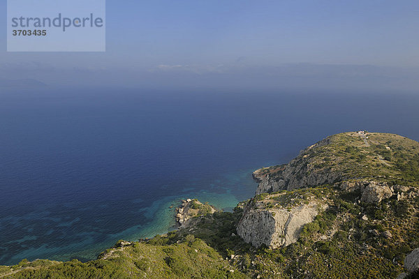 Blick von der Burgruine K·miros  Rhodos  Griechenland  Europa