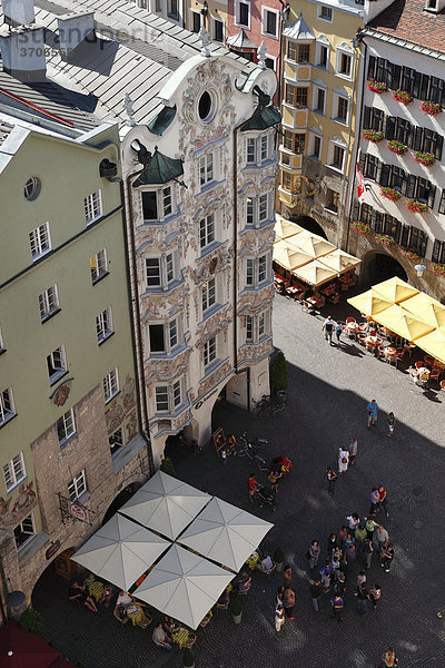 Helblinghaus building  view from City Tower  historic town centre of Innsbruck  Tyrol  Austria  Europe