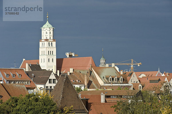 Über den Dächern der Augsburger Altstadt  Augsburg  Schwaben  Bayern  Deutschland  Europa
