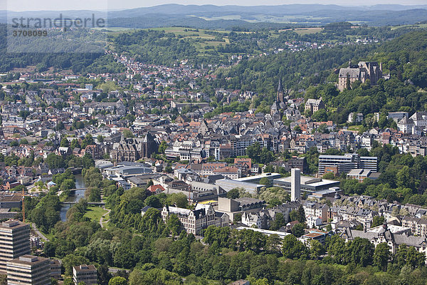 Blick auf Marburg an der Lahn  Hessen  Deutschland  Europa