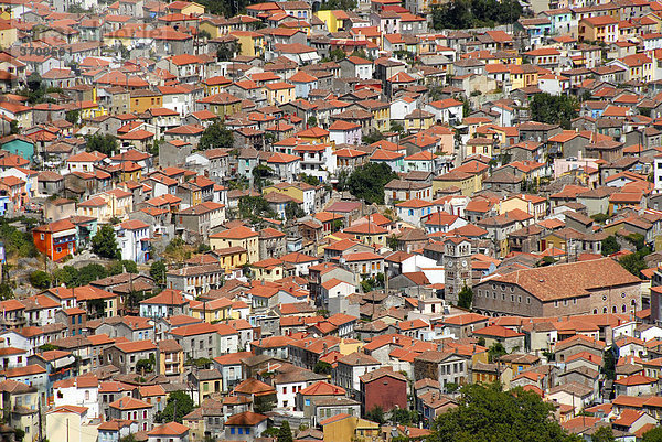 Blick auf die Altstadt von oben  Häusermeer  Bergdorf Agiassos  Lesbos  Ägäis  Griechenland  Europa