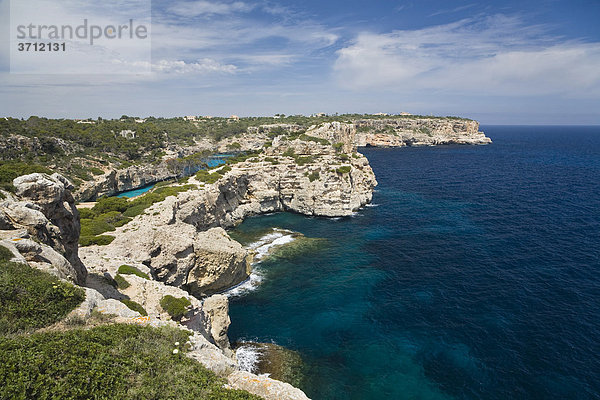 Steilküste bei Cala s'Almonia  Mallorca  Balearen  Mittelmeer  Spanien  Europa