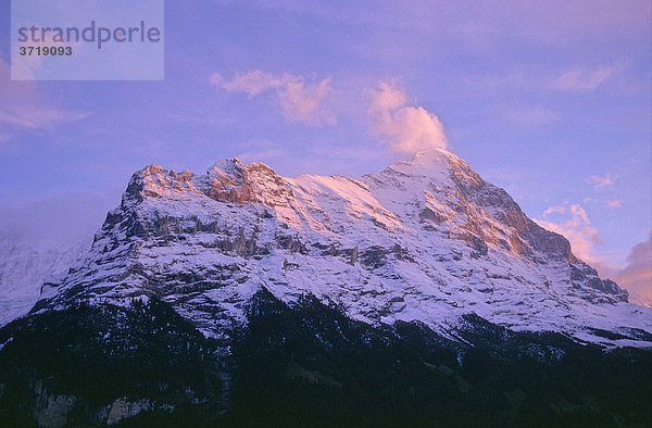 Alpenglühen am Eiger bei Grindelwald  Schweiz
