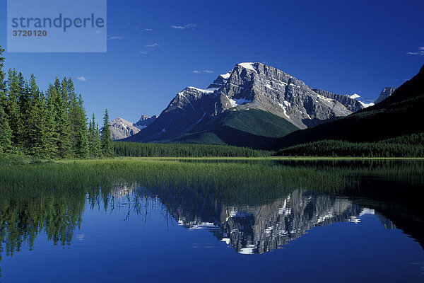 Mt. Patterson spiegelt sich im Waterfowl Lake Banff Nationalpark Mistaya Valley Rocky Mountains Alberta Kanada