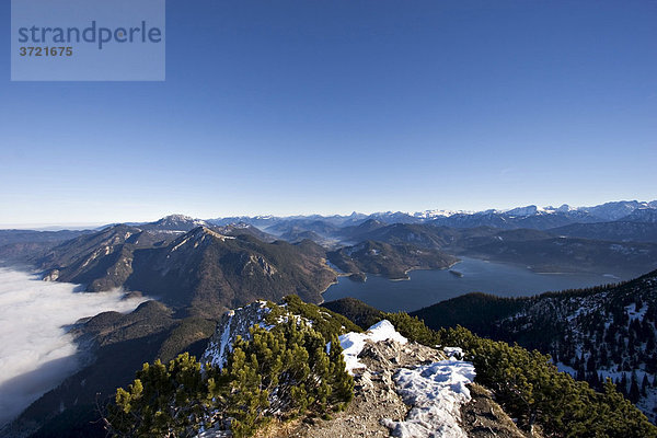 Blick vom Herzogstand über Jochberg und Walchensee Oberbayern