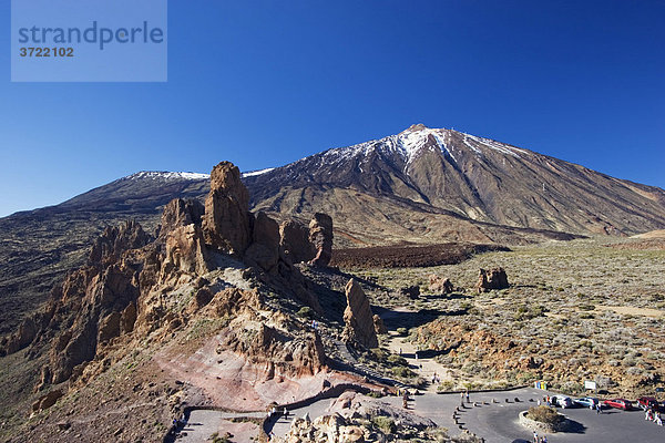 Nationalpark Canadas del Teide mit Berg El Teide und Roques de Garcia Teneriffa Kanaren