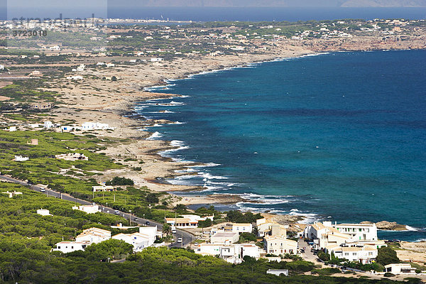 Blick von Hochebene La Mola über Es Calo und Platja de Tramuntana - Formentera