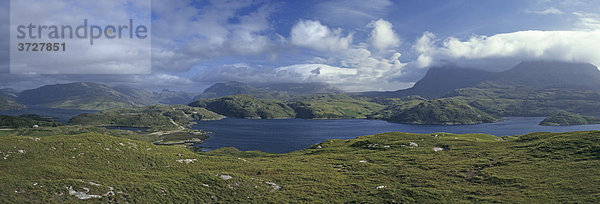 Blick über Loch Glendhu und Glencoul  Kylestrome  Schottland  Großbritannien