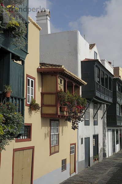 Historische Balkone  Avenida Maritima  Santa Cruz de la Palma  La Palma  Kanarische Inseln  Spanien