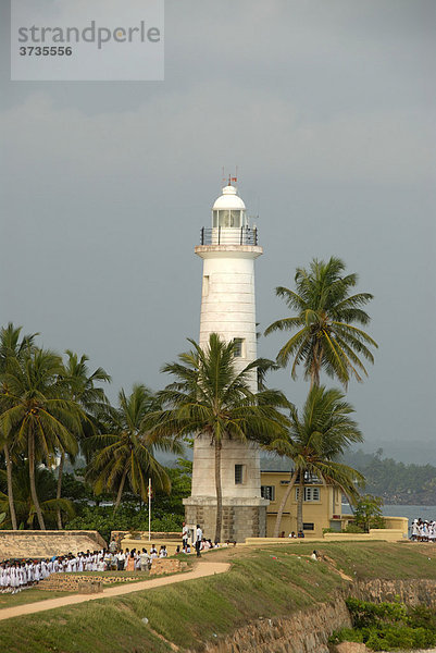 White lighthouse with palm trees  Galle Fort  Ceylon  Sri Lanka  South Asia  Asia