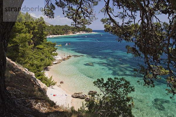 Strand am Goldenen Horn  Bol  Insel Brac  Dalmatien  Kroatien  Adria  Mittelmeer  Europa