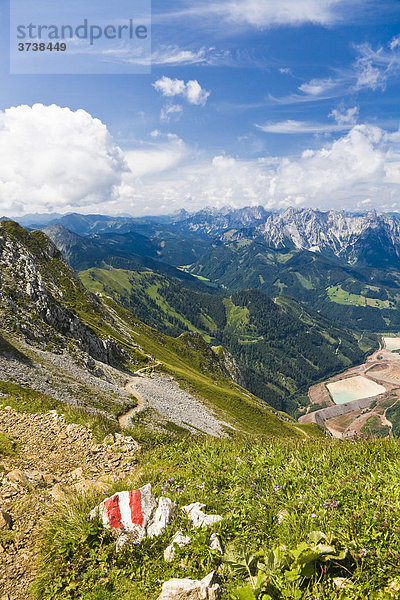 Wanderwegsmakierung in den Eisenerzer Alpen  Eisenerz  Steiermark  Österreich  Europa