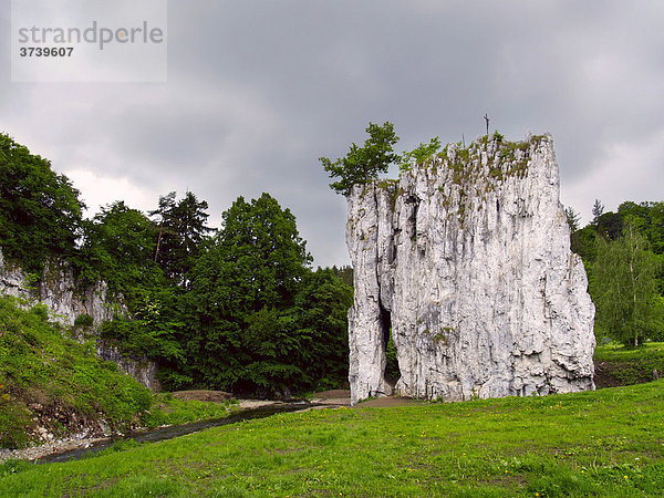 Hrebenac-Felsen in Sloup  Naturschutzgebiet Moravsky Kras  Süd-Mähren  Tschechische Republik  Europa