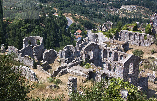 Byzantinische Ruinenstadt Mistras  Lakonien  Peloponnes  Griechenland  Europa