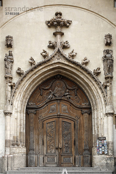 Main portal of Frauenkirche Cathedral  Munich  Bavaria  Germany  Europe
