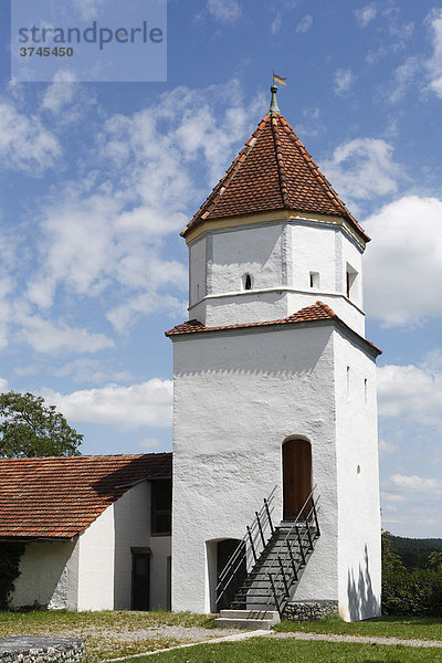 Kasselturm mit Stadtmauer  Schongau  Pfaffenwinkel  Oberbayern  Bayern  Deutschland  Europa