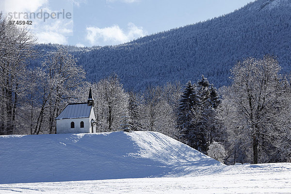Kapelle in Fleck  Gemeinde Lenggries  Isarwinkel  Oberbayern  Bayern  Deutschland  Europa