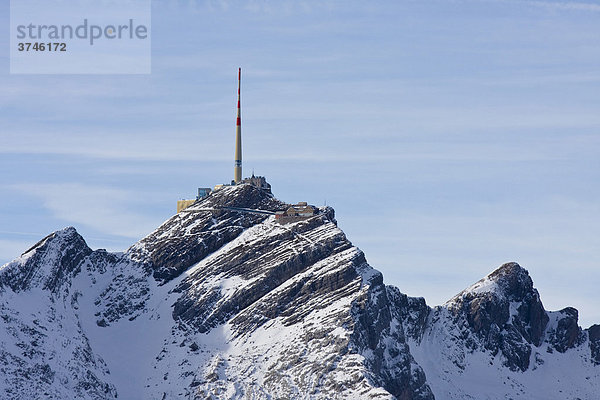 Summit of Mt Saentis  Canton of St Gallen  Switzerland  Europe