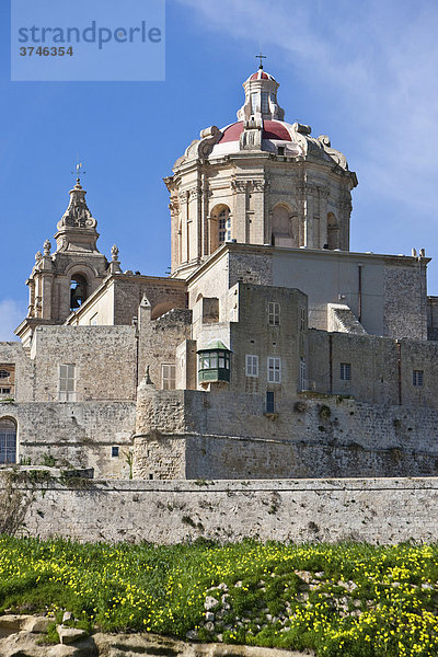 Die Kathedrale von Mdina  errichtet auf arabischen Fundamenten  Mdina  Malta  Europa
